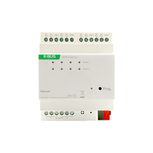 KNX/RS485/RS232 Multi-Protocol Bidirectional Converter, 4SU MDRC